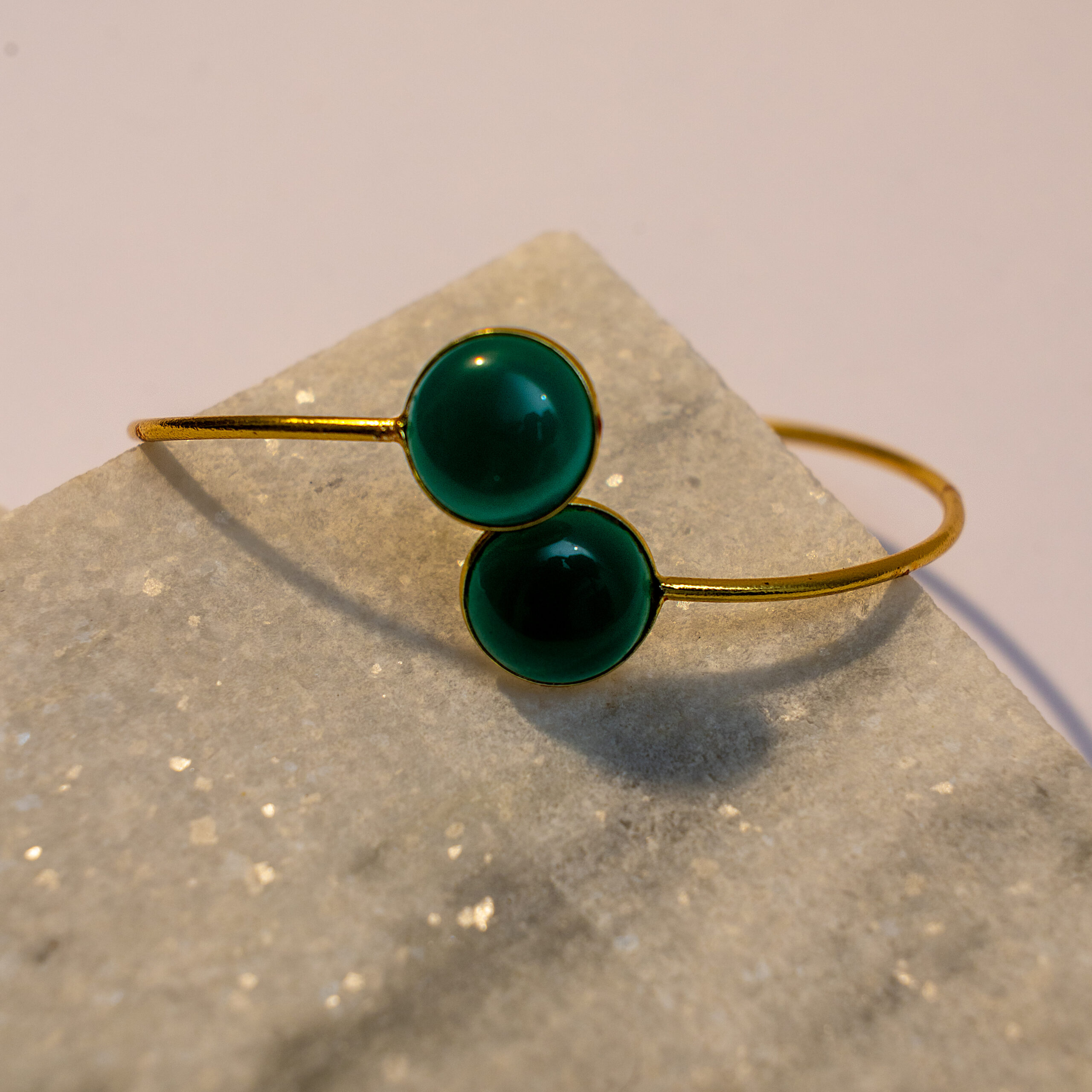 Elegant Dual Gemstone Open Cuff Bracelet