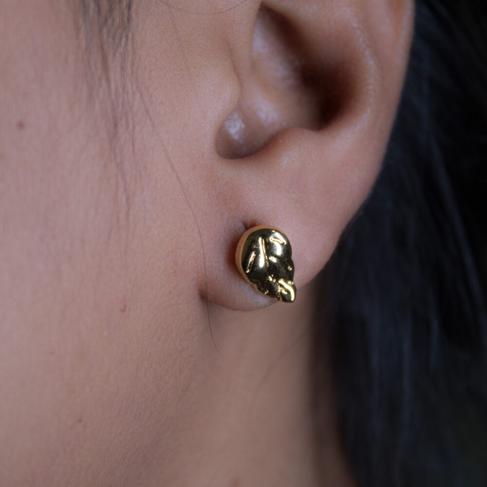 Abstract Gold Stud Earrings – Artistic & Modern