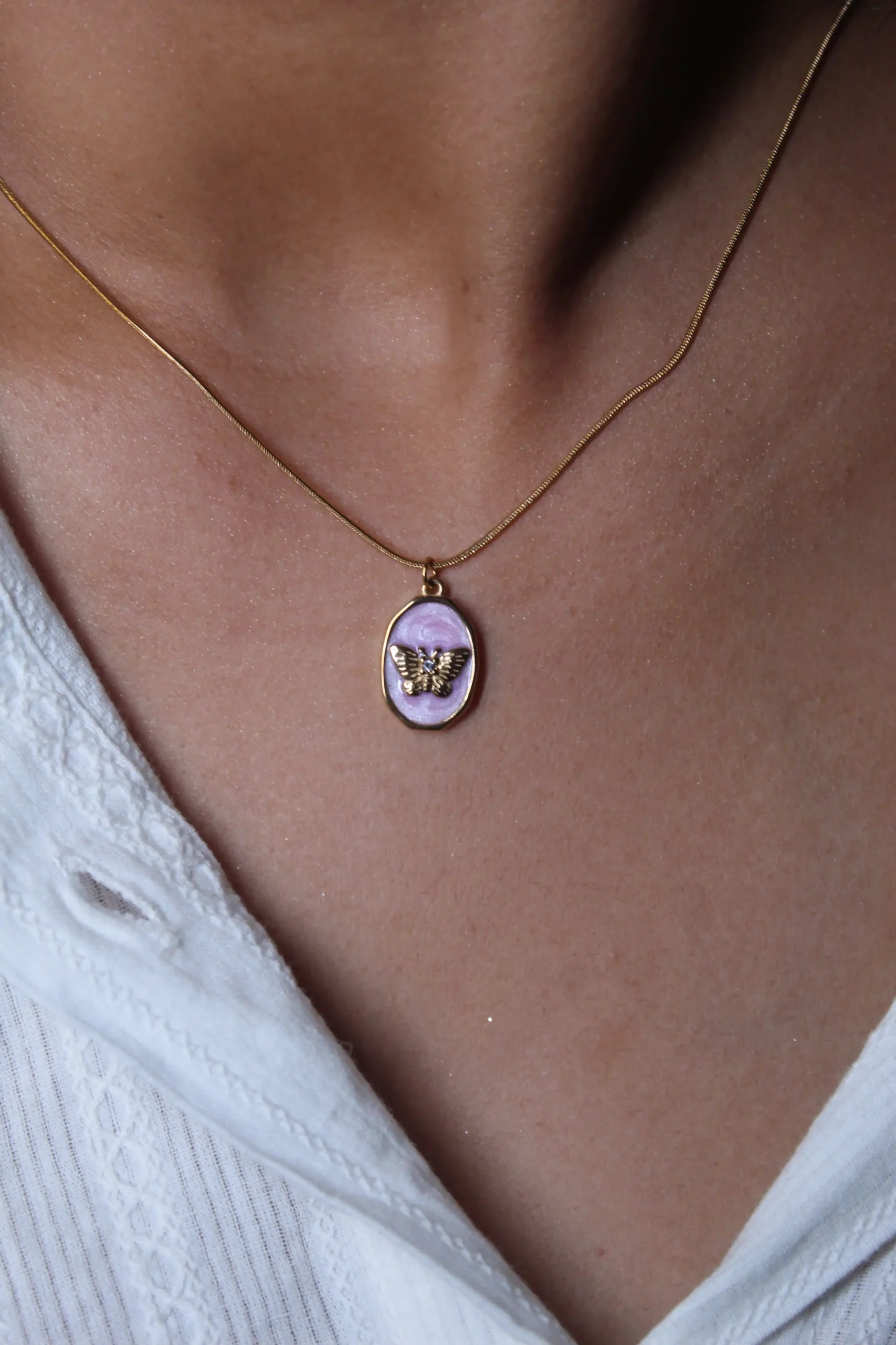Butterfly Pendant Necklace – Enamel & Gold-Plated Charm