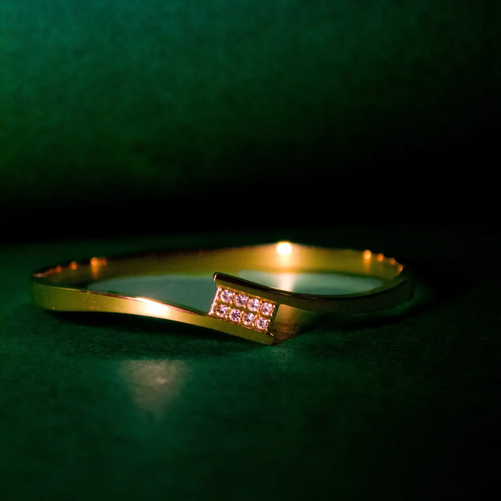 Elegant Gold-Plated Crystal Accent Bangle