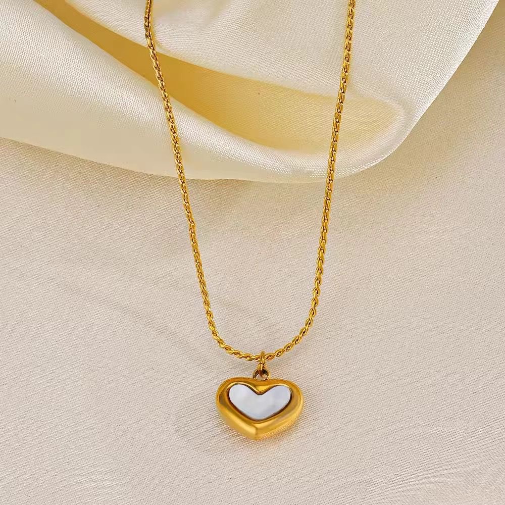 Gold Moonstone Heart Pendant Necklace