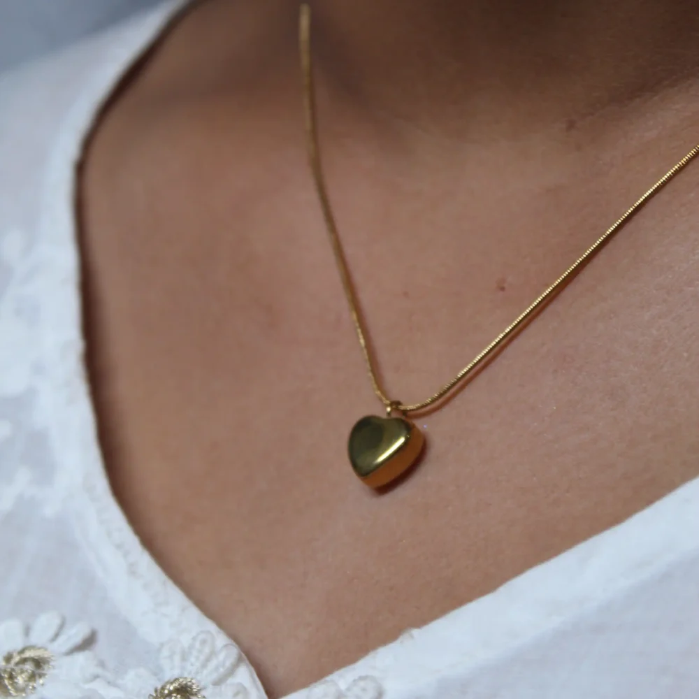 Gold Heart Necklace Pendant