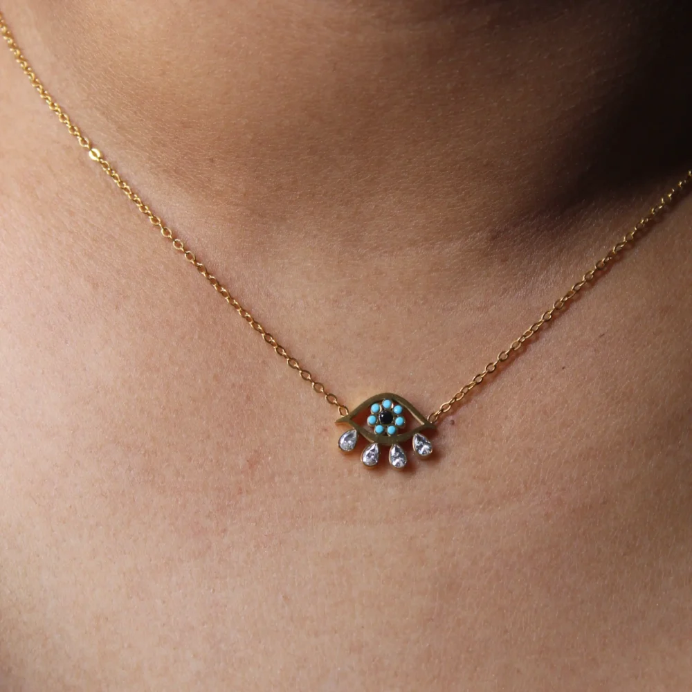Gold Evil Eye Pendant Necklace