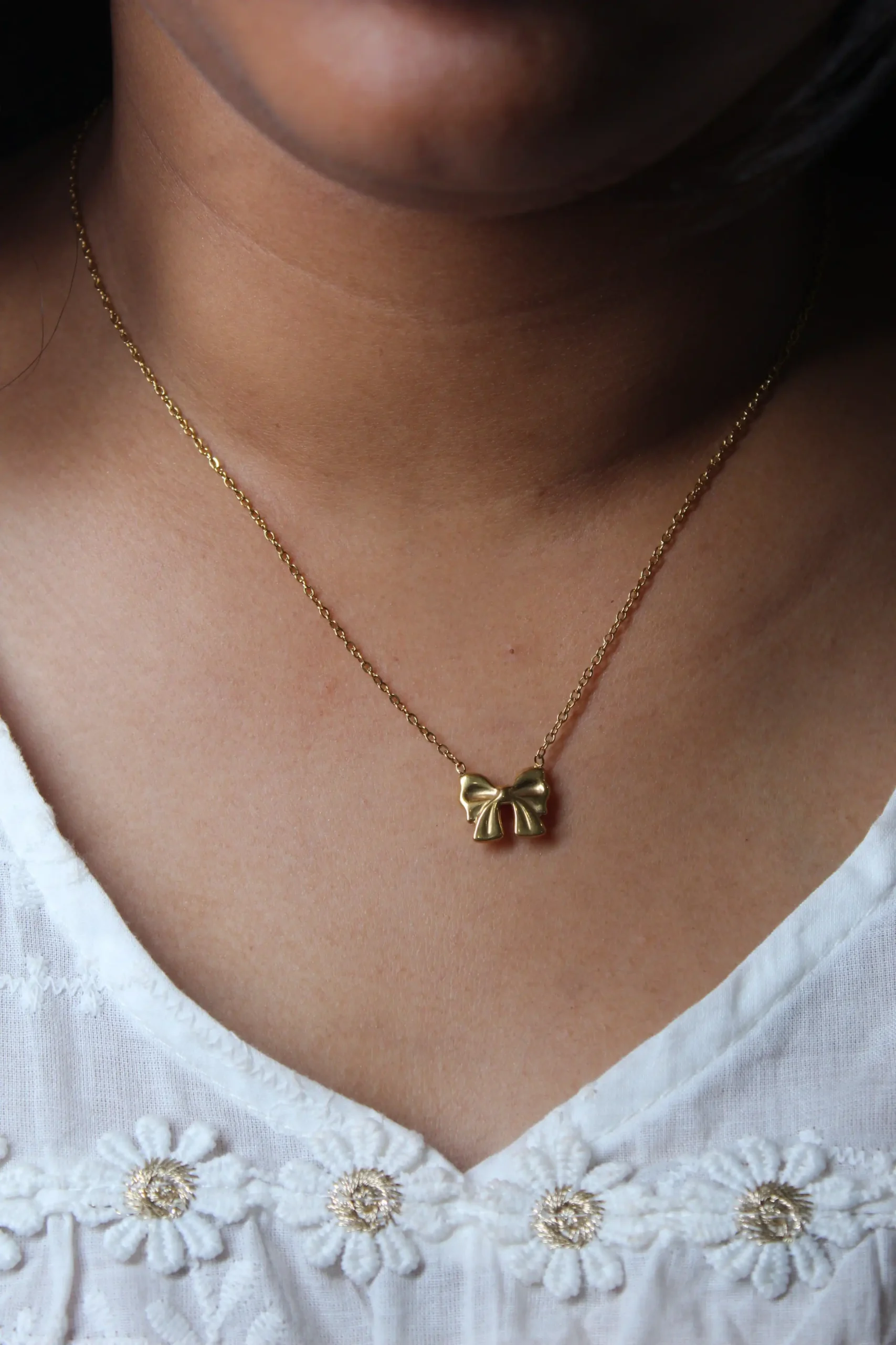 Gold Bow Necklace