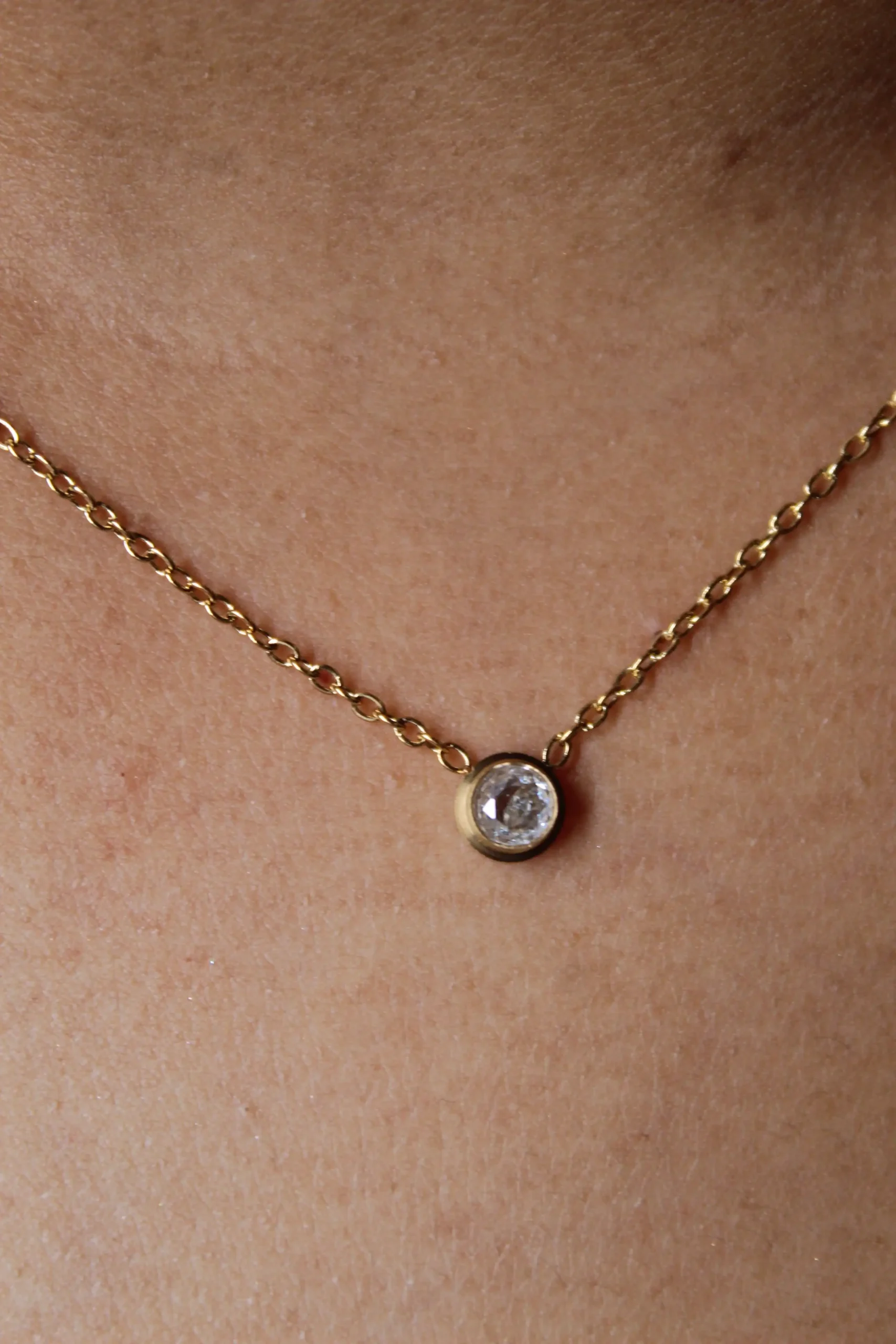 Gold Solitaire Necklace