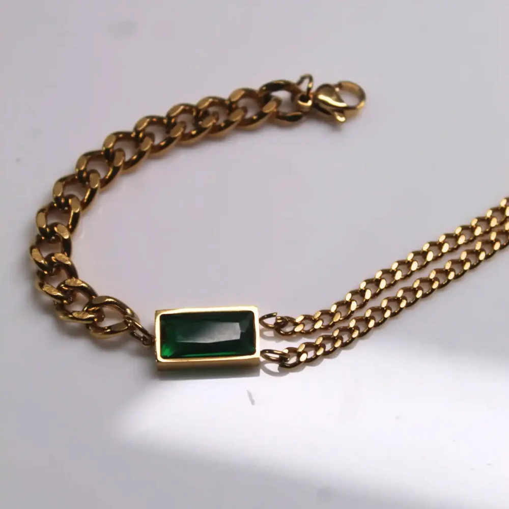 Elegant Green Gemstone Bracelet