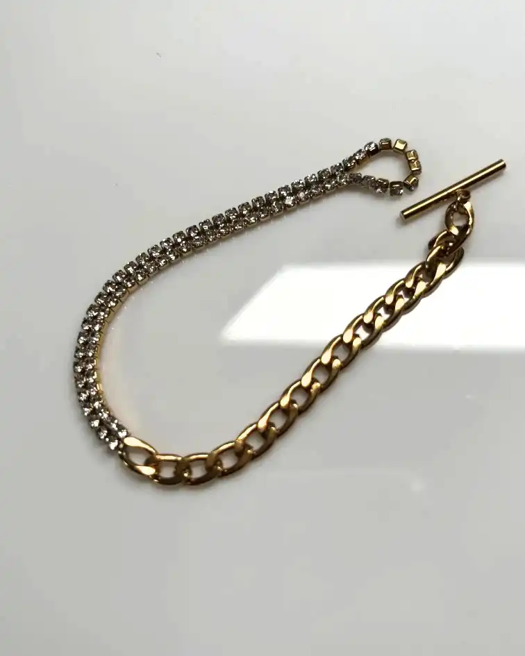 Gold and Rhinestone Charm Bracelet