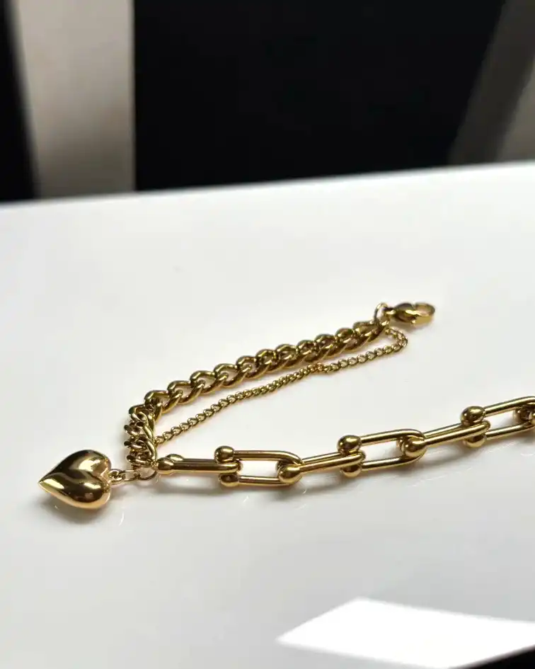 Golden Heart Charm Bracelet
