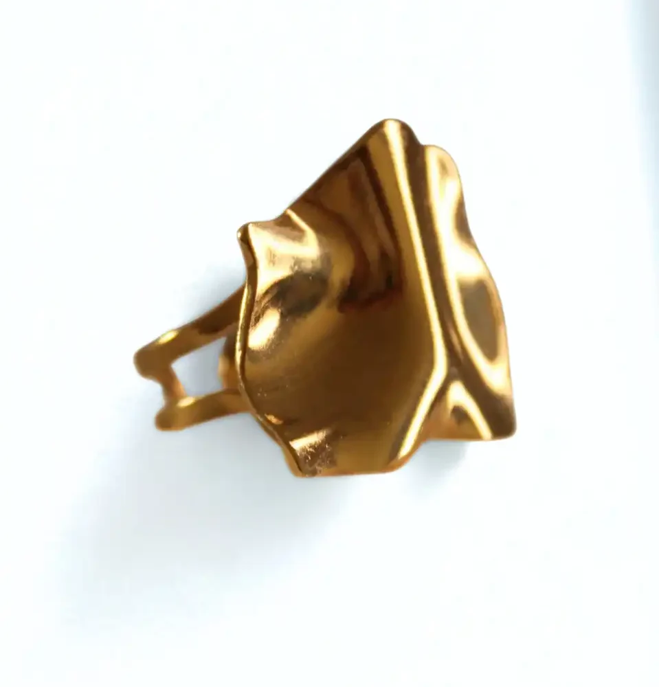 Gold Chunky Wave Ring