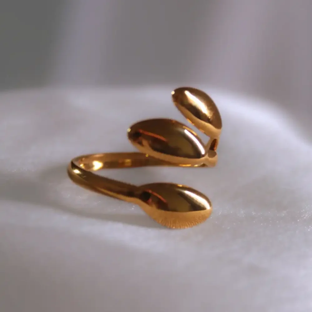 Gold Beaded Twist Ring