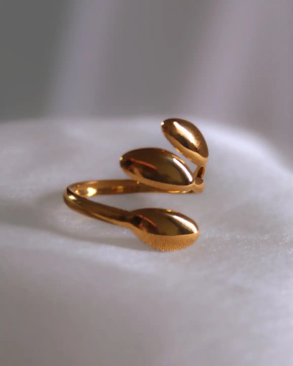 Gold Beaded Twist Ring
