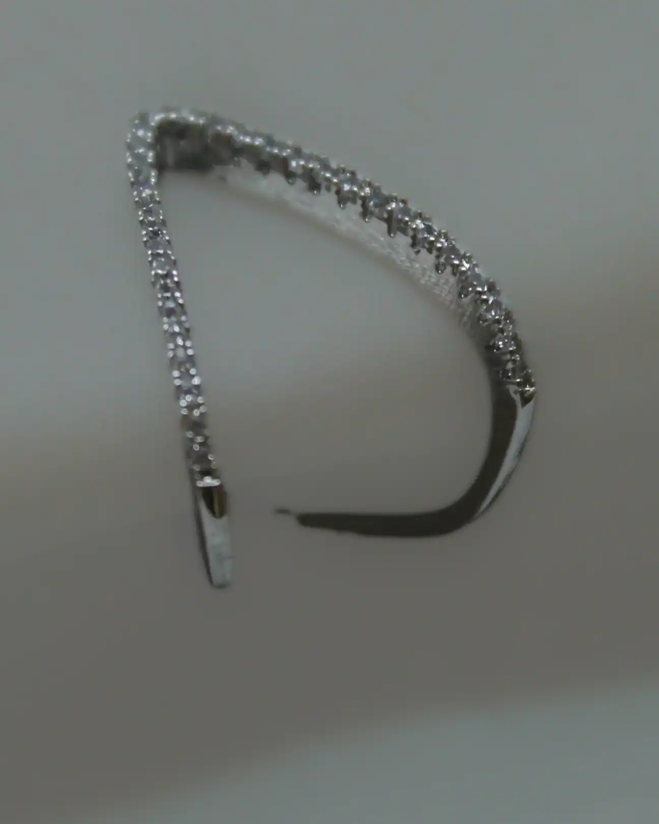 Silver Diamond V-Shaped Ring