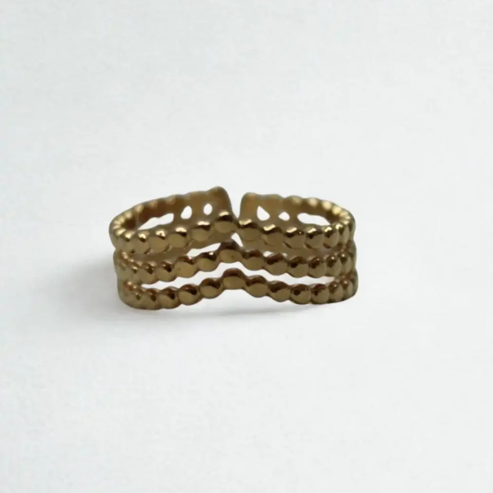 Gold Textured Open Adjustable Ring