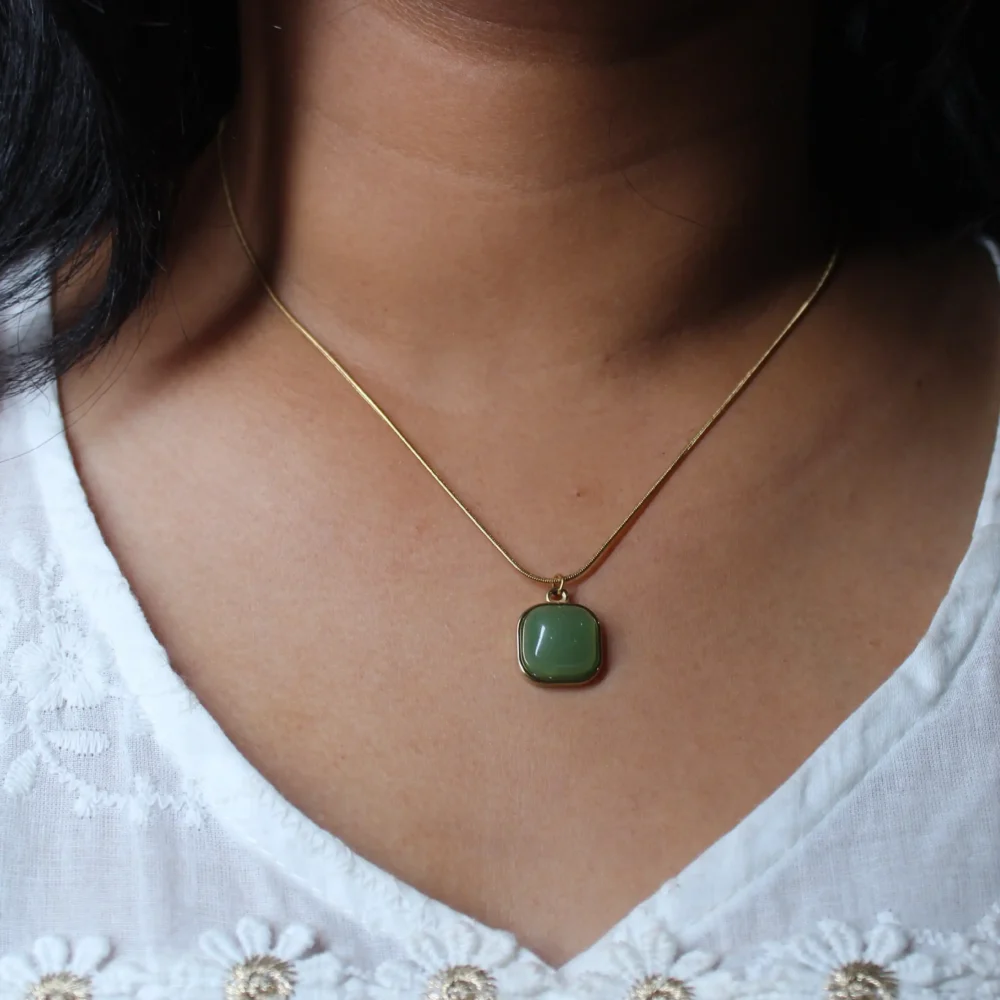 Gold Jade Pendant Necklace