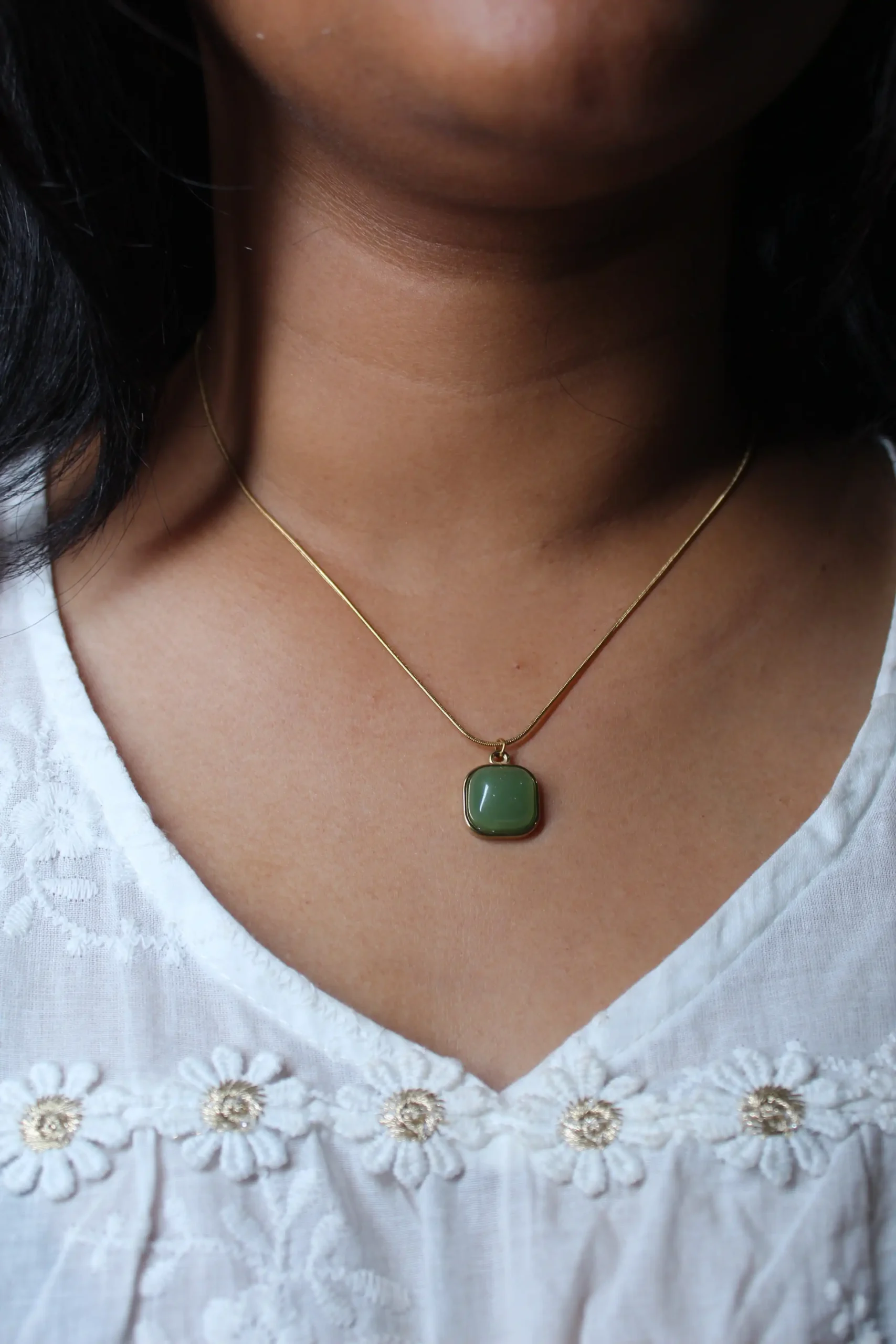 Gold Jade Pendant Necklace