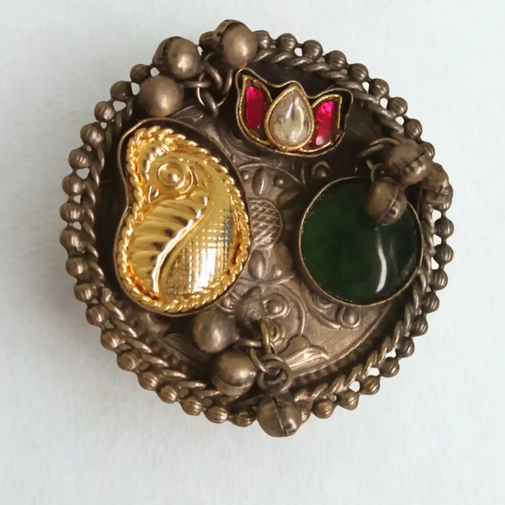 Gold and Gemstone Adjustable Ring