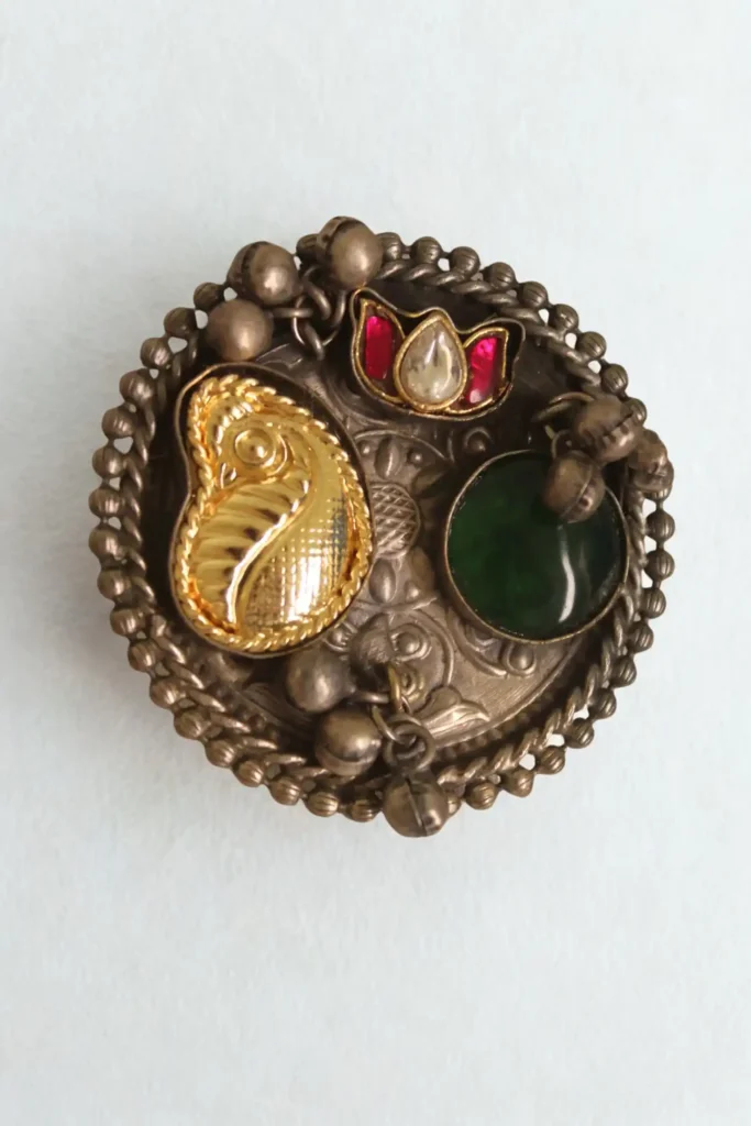 Gold and Gemstone Adjustable Ring