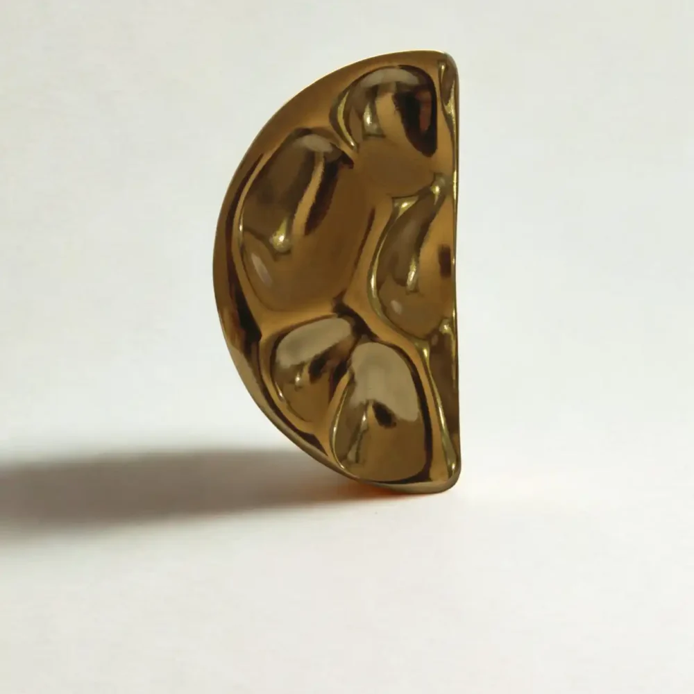 Gold Sculpted Wave Adjustable Ring