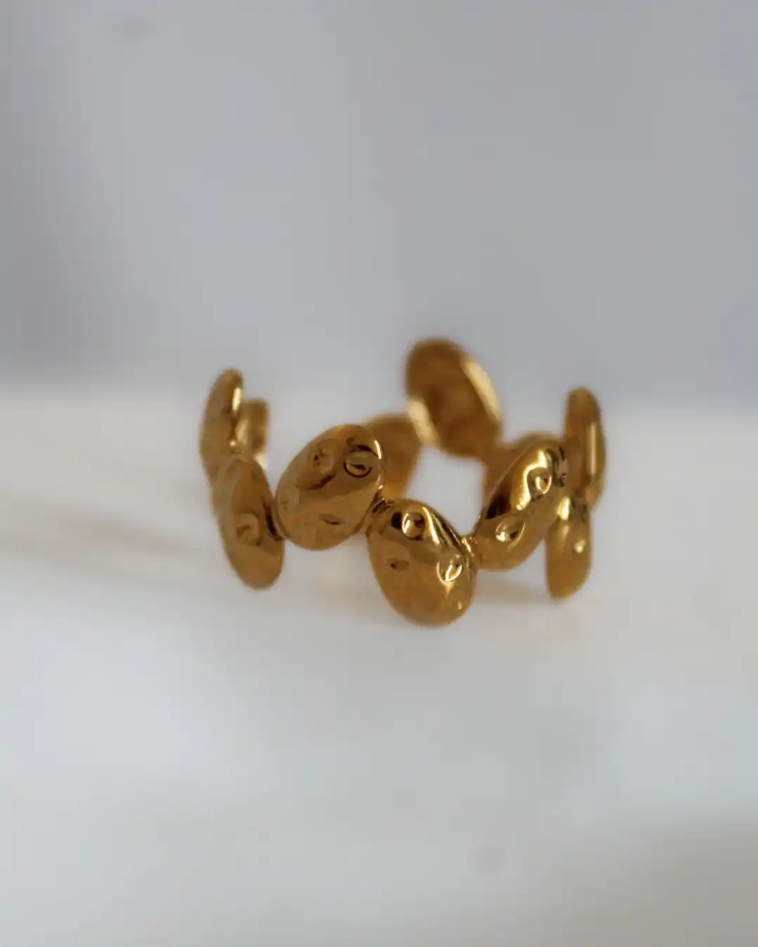 Gold Pebble Adjustable Ring
